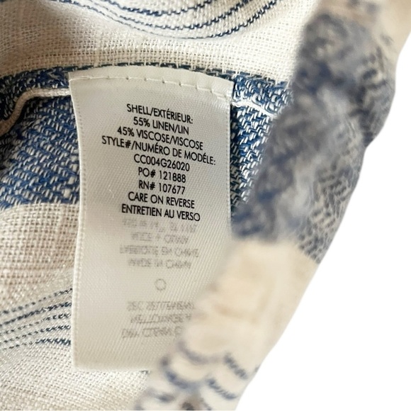 Alice + Olivia Celestia Size Small Striped Linen Blend Flutter Sleeve Crop Top - Picture 9 of 9